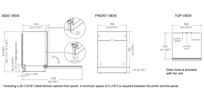 60 cm Built-in Panel Ready Dishwasher Sliding Door | Bertazzoni